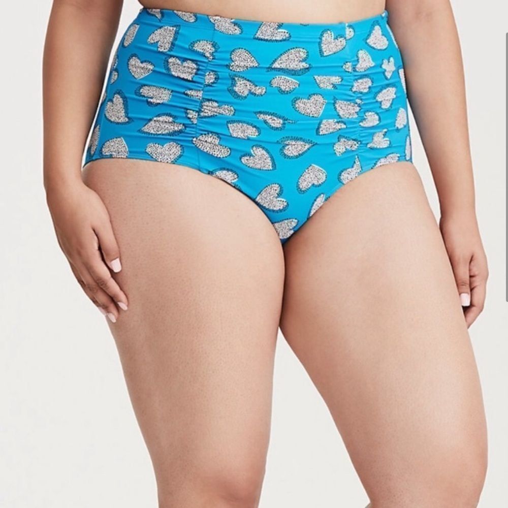 Torrid Blue Heart Pattern Bikini Bottom
